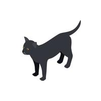 nero gatto icona, isometrico 3d stile vettore