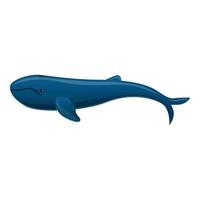 lungo balena icona, cartone animato stile vettore
