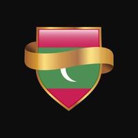 Maldive bandiera d'oro distintivo design vettore