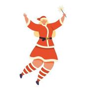 contento donna vestito nel Santa Claus costume. vettore