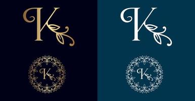 floreale logo K lettera design vettore