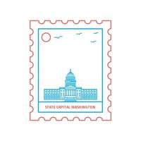 stato capitale Washington affrancatura francobollo blu e rosso linea stile vettore illustrazione