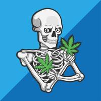 teschio con cannabis marijuana vettore