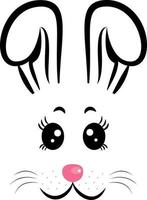 kawaii coniglio faccia.coniglio simbolo dell'anno 2023.illustrazione vettoriale