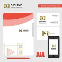 video attività commerciale logo file copertina visitare carta e mobile App design vettore illustrazione