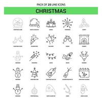 Natale linea icona impostato 25 tratteggiata schema stile vettore