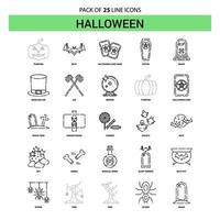 Halloween linea icona impostato 25 tratteggiata schema stile vettore