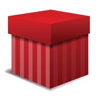 rosso regalo scatola icona, cartone animato stile vettore