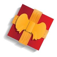 rosso natale regalo scatola icona, cartone animato stile vettore