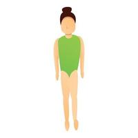 ragazza verde costumi da bagno icona, cartone animato stile vettore