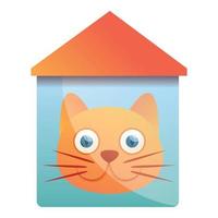 Casa gatto logo, cartone animato stile vettore