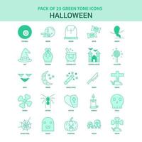 25 verde Halloween icona impostato vettore