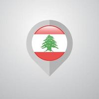 carta geografica navigazione pointer con Libano bandiera design vettore