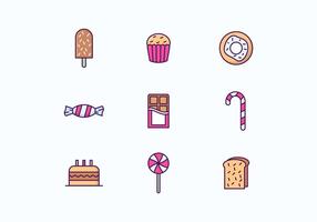 Set di icone di dolci e torte vettore