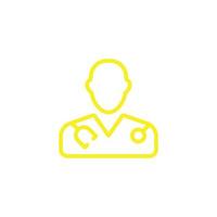 eps10 giallo vettore medico con stetoscopio icona isolato su bianca sfondo. medico Salute cura medico simbolo nel un' semplice piatto di moda moderno stile per il tuo sito web disegno, logo, e mobile App