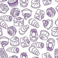 panetteria, torte, dessert, pasticcini lineare pattern.doodle vettore.vintage cibo icone, dolce elementi sfondo per menù, caffè shop.flat mano disegnato Vintage ▾ impostare. vettore