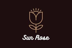 semplice minimalista sole rosa fiore linea logo design vettore