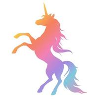 arcobaleno silhouette di un' unicorno su un' bianca sfondo. vettore