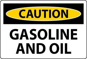 attenzione cartello benzina e olio su bianca sfondo vettore