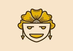 Vintage ▾ arte illustrazione di il viso con fiore capelli vettore