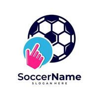 clic calcio logo modello, calcio toccare logo design vettore