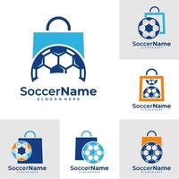 impostato di negozio calcio logo modello, calcio negozio logo design vettore