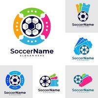 impostato di biglietto calcio logo modello, calcio logo design vettore