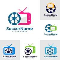 impostato di televisione calcio logo modello, calcio logo design vettore