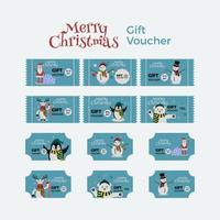 regalo voucher; tagliando etichette Natale personaggio edizione design vettore illustrazione