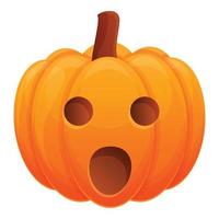 zucca Halloween icona, cartone animato stile vettore