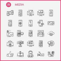 media mano disegnato icona per ragnatela Stampa e mobile uxui kit come come mobile cellula mondo Internet mobile cellula Telefono posta pittogramma imballare vettore