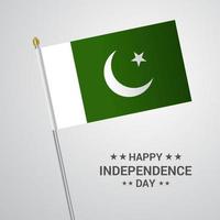 Pakistan indipendenza giorno tipografico design con bandiera vettore