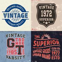 set di stampe di design vintage per t-shirt vettore