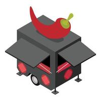 chili Pepe trailer icona, isometrico stile vettore
