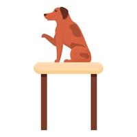 cane su toelettatore tavolo icona, cartone animato stile vettore