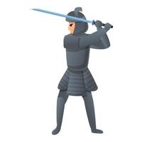 samurai guerriero icona, cartone animato stile vettore