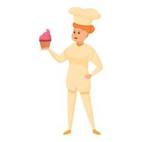 donna pasticciere Cupcake icona, cartone animato stile vettore
