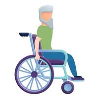 vecchio uomo nel sedia a rotelle icona, cartone animato stile vettore