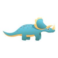 blu corno dinosauro icona, cartone animato stile vettore