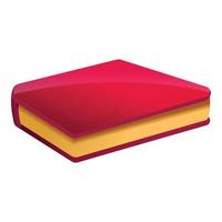 rosso libro icona, cartone animato stile vettore