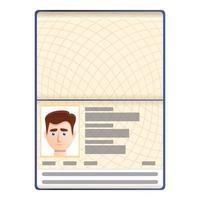 passaporto foto pagina icona, cartone animato stile vettore