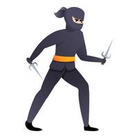 asiatico ninja con sai arma icona, cartone animato stile vettore