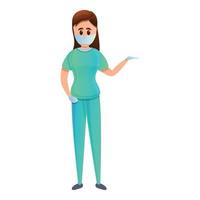 chirurgia infermiera icona, cartone animato stile vettore