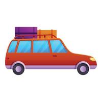 picnic auto viaggio icona, cartone animato stile vettore