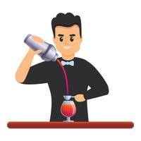 barista rendere cocktail icona, cartone animato stile vettore