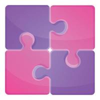 viola puzzle icona, cartone animato stile vettore