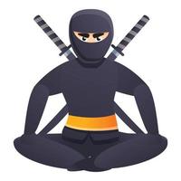 seduta ninja icona, cartone animato stile vettore