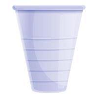 piccolo plastica tazza icona, cartone animato stile vettore