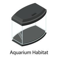 acquario habitat icona, isometrico stile vettore