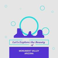 lascia Esplorare il bellezza di monumento valle Arizona Stati Uniti d'America nazionale punti di riferimento vettore